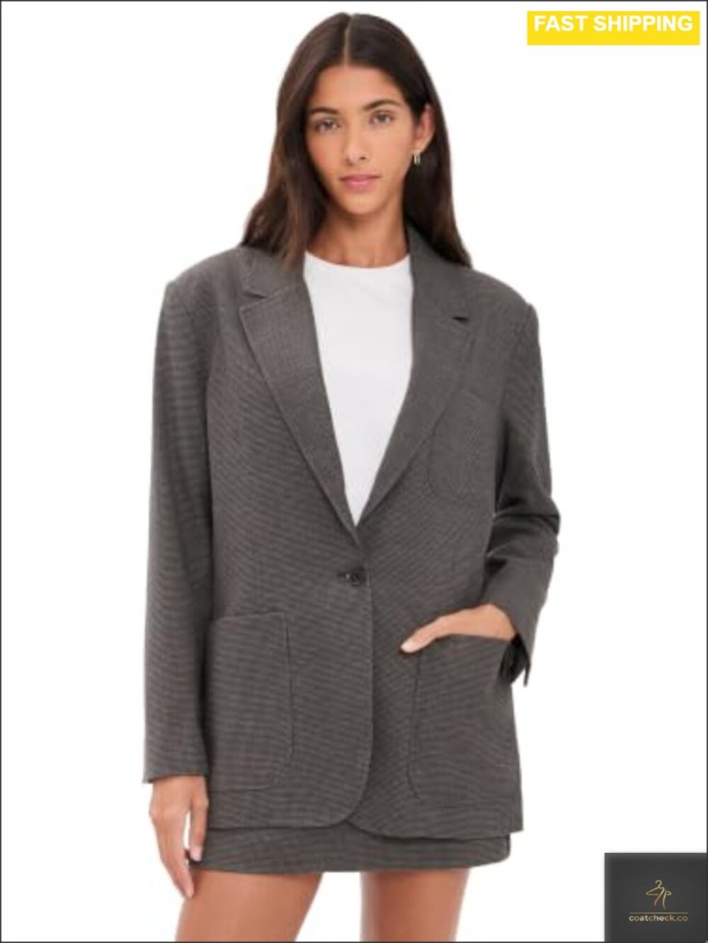 Oversized Blazer Mid-Weight Suiting Notch Collar Business Casual